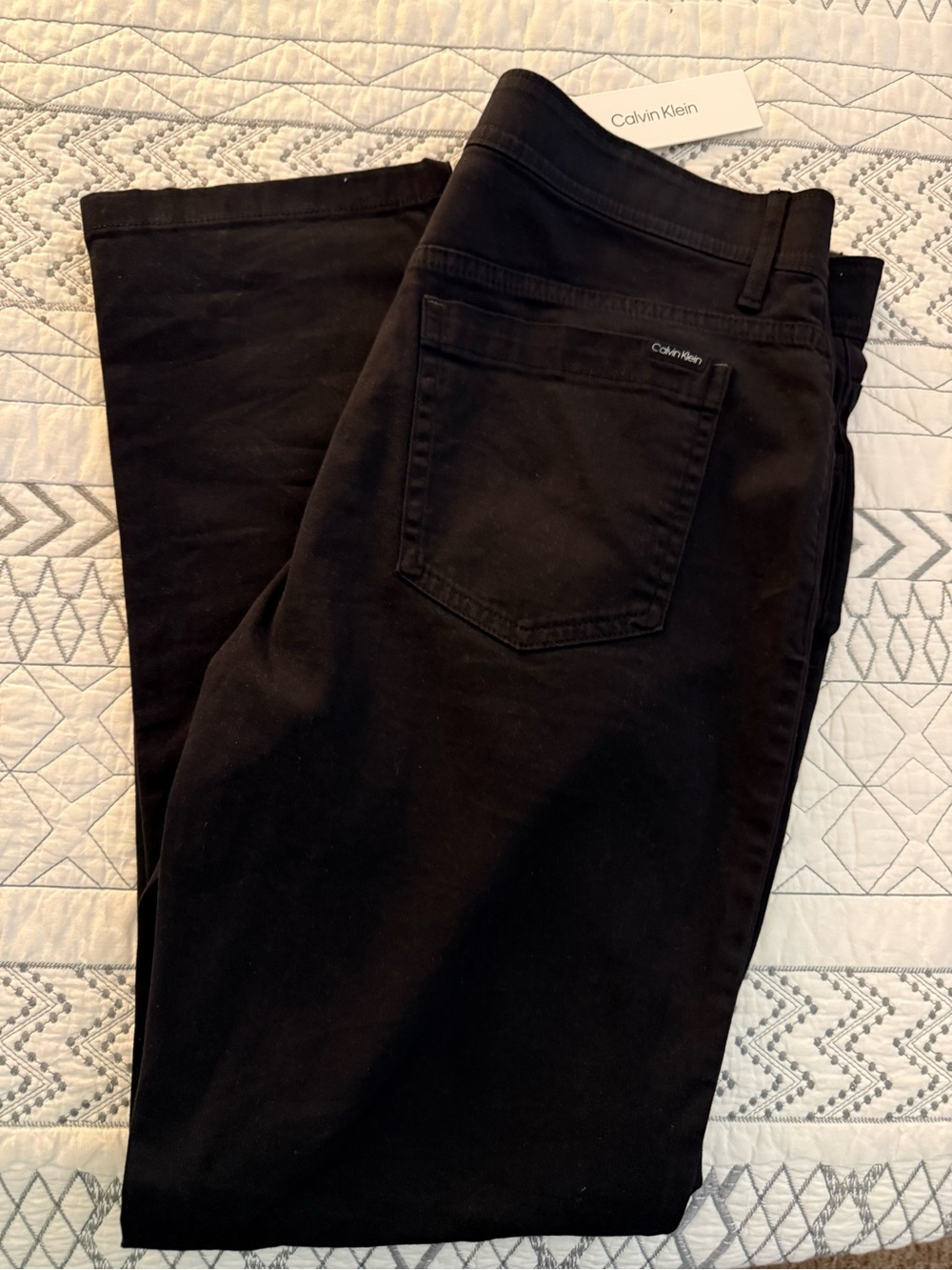 Calvin Klein Black Straight-Leg Chinos 34/30. - Picture 3 of 3